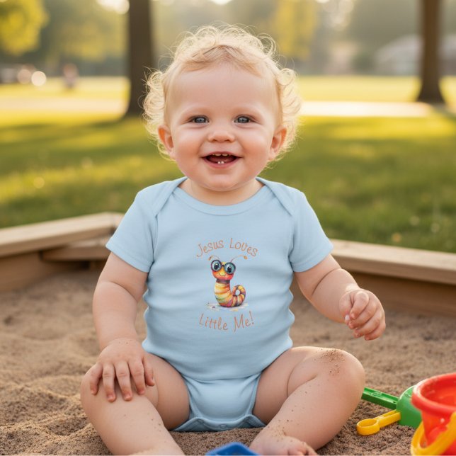 Jesus Loves Little Me Cute Caterpillar Boy Girl Baby Bodysuit (Creator Uploaded)