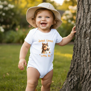 Jesus Loves Little Me Pony Horse Girl Baby Bodysuit