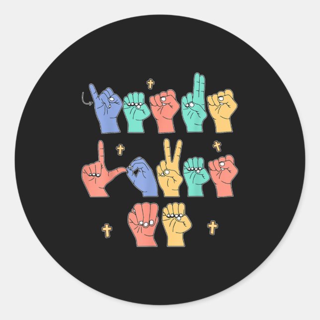 Jesus Loves Me Asl Christian Jesus Toddler You Sig Classic Round Sticker (Front)