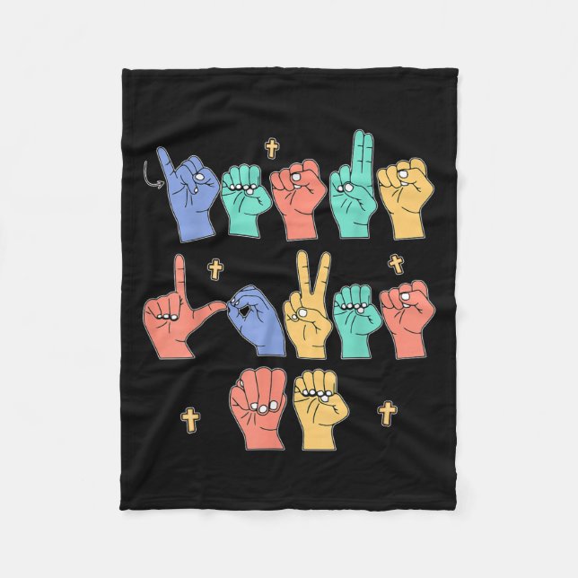 Jesus Loves Me Asl Christian Jesus Toddler You Sig Fleece Blanket (Front)