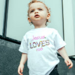 Jesus loves me baby T-Shirt<br><div class="desc">Step into the world of faith and fashion with our "Love Like Jesus" Christian T-shirt. This christian women tshirt merges trendy aesthetics with a powerful message, featuring love letters intricately woven into a vibrant composition of colourful flowers. Express your devotion in a modern and chic way, making a bold and...</div>