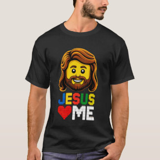 Jesus Loves Me Builder Building Bricks Blocks Chri T-Shirt