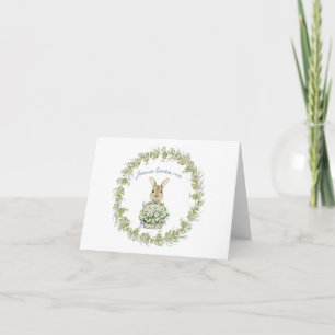 Jesus loves me Bunny with wreath and basket Note Card