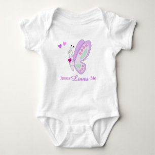 Jesus Loves Me Butterfly Baby Girl Bodysuit