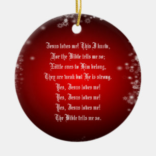 JESUS LOVES ME CERAMIC ORNAMENT