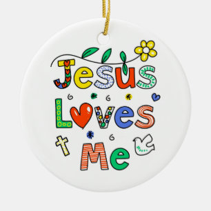 Jesus Loves Me Ceramic Tree Decoration