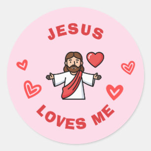 Jesus Loves Me Children's Christian Valentine Classic Round Sticker