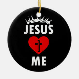Jesus Loves ME Christen Religious Ceramic Ornament