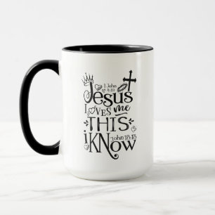 JESUS LOVES ME Christian Faith Quote Black Combo Mug