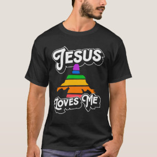 Jesus Loves Me Christian Gay Pride Rainbow Queer C T-Shirt