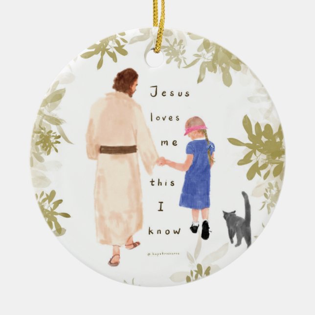 Jesus Loves Me Christmas Ceramic Ornamenrt Ceramic Ornament (Front)