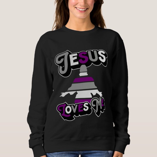 Jesus Loves Me Church Christian Asexual Pride Flag Sweatshirt (Front)