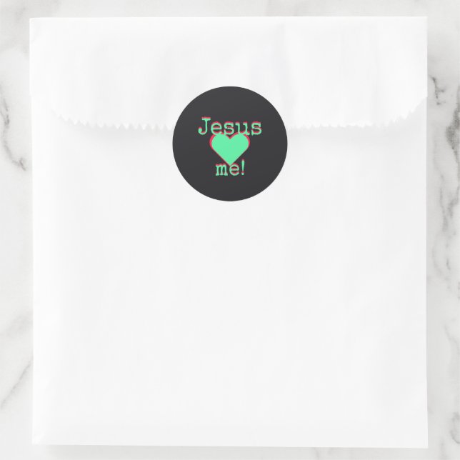 Jesus loves me classic round sticker (Bag)