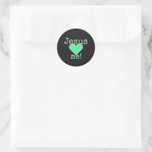 Jesus loves me classic round sticker (Bag)