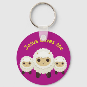 Jesus Loves Me Cross shepherd sheep Keychain