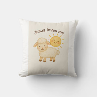 Jesus Loves Me – Cute Lamb and Sun Cushion