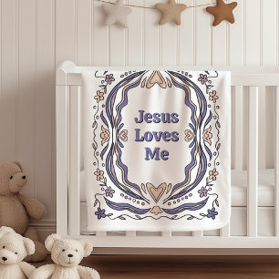 Jesus Loves Me Fleece Blanket Christian Gift 