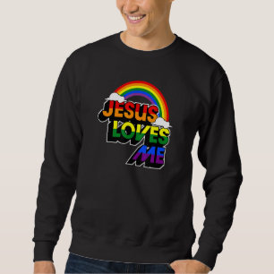 Jesus Loves Me Gay Rainbow Cute Christian Lgbtq P Sweatshirt