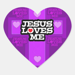 Jesus Loves Me. Heart Sticker