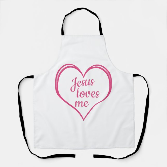 JESUS LOVES ME in Heart Apron (Front)