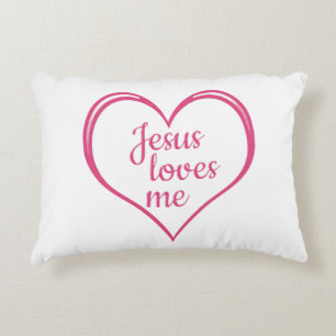 JESUS LOVES ME in Heart Decorative Cushion