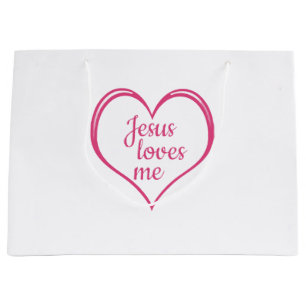 JESUS LOVES ME in Heart Large Gift Bag