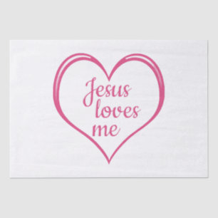 JESUS LOVES ME in Heart Tissue Paper