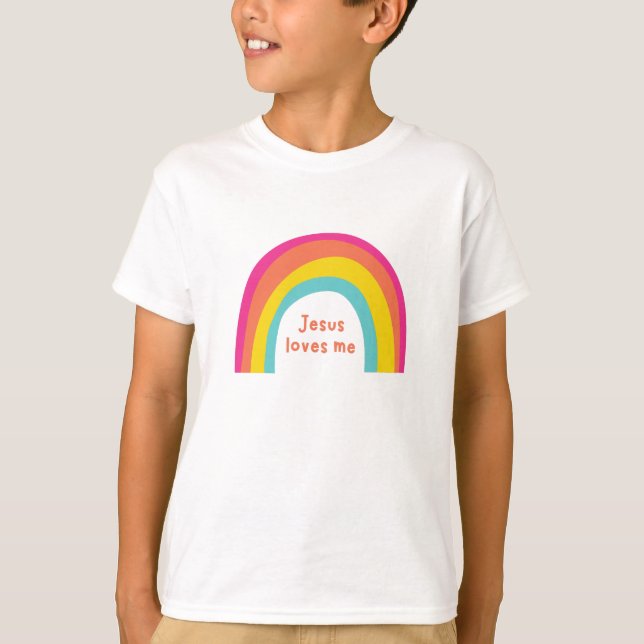 Jesus loves me kids rainbow T-Shirt (Front)