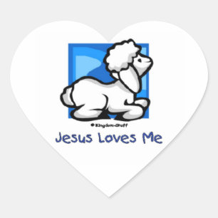 Jesus Loves Me Lamb Heart Sticker