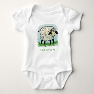 Jesus Loves Me, Little Lamb Onsie Baby Bodysuit