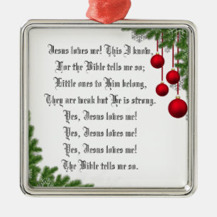 JESUS LOVES ME METAL ORNAMENT