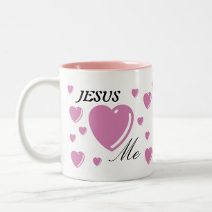 JESUS Loves Me - Pink Two-Tone Coffee Mug