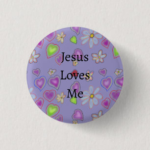 Jesus Loves Me Purple Button