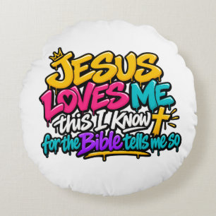 Jesus Loves me Round Cushion