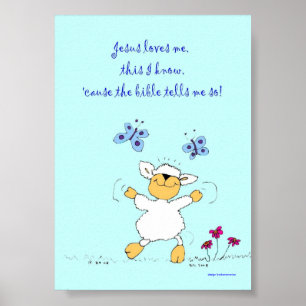 jesus loves me, sheep, poster