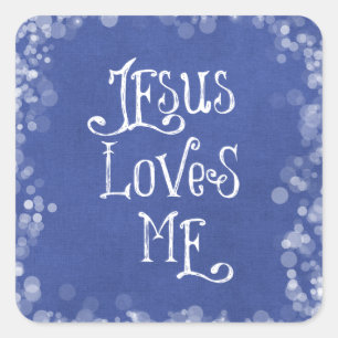 Jesus Loves Me Square Sticker