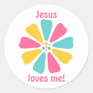 Jesus Loves Me Sunday School Classic Round Sticker