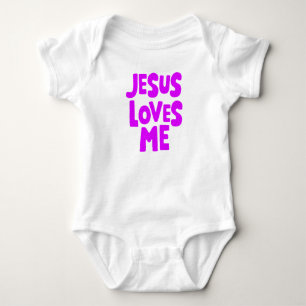 "Jesus Loves Me" Sweet and Simple Purple Baby Bodysuit