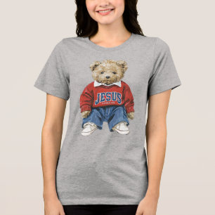 Jesus Loves Me, Teddy Bear Tri-Blend Shirt