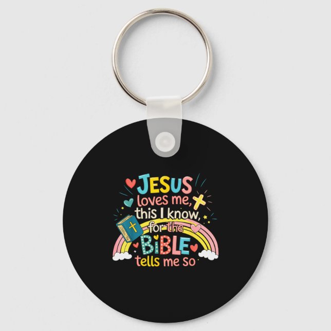 Jesus Loves Me This I Know Boys Kids Toddler Jesus Key Ring (Front)