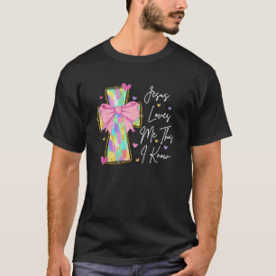 Jesus Loves Me This I Know Brush Stroke Cross Coqu T-Shirt
