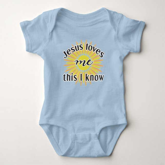 Jesus loves me this I know cute sunflower Baby Bod Baby Bodysuit (Front)