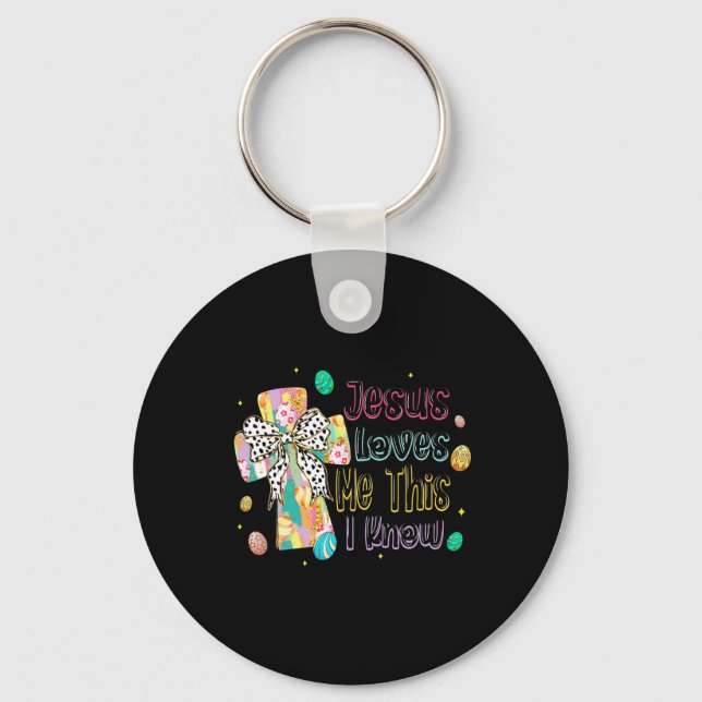 Jesus Loves Me This I Know Easter Christian Bible  Key Ring (Front)