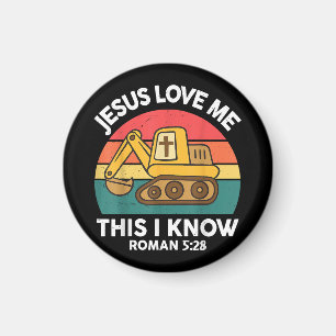 Jesus Loves Me This I Know Excavator Christian Magnet
