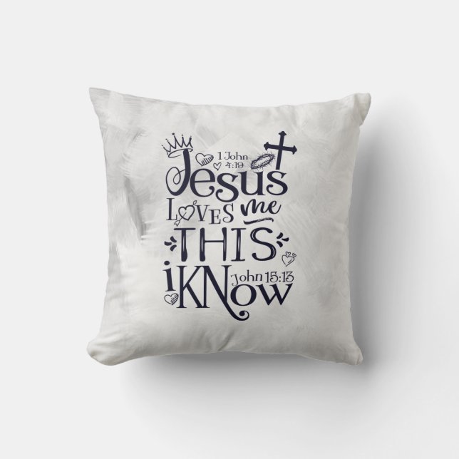 JESUS LOVES ME THIS I KNOW Typography Art Cushion (Front)