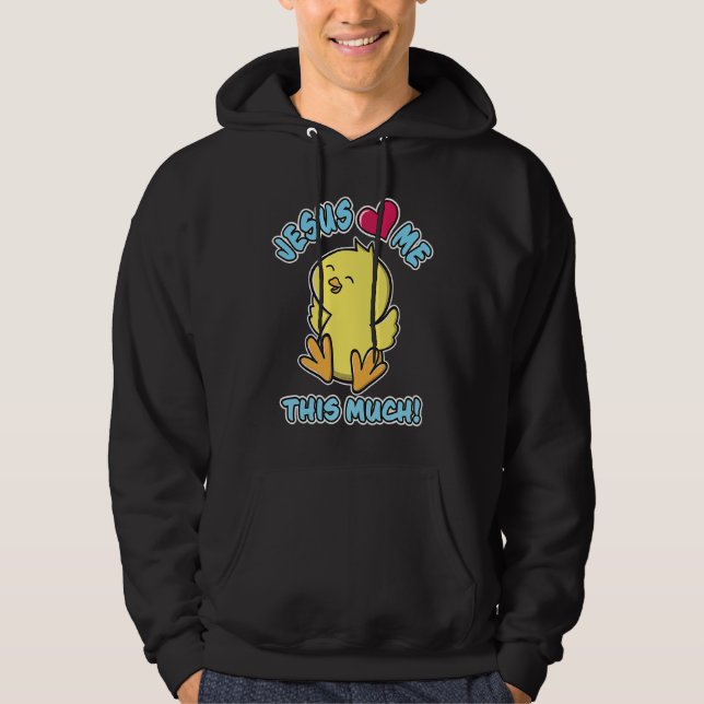 Jesus Loves Me This Much Christian Easter Cute Yel Hoodie (Front)