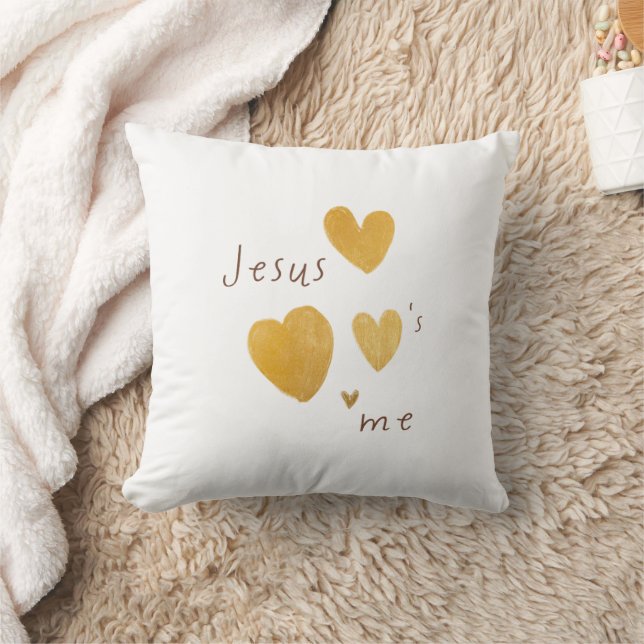 Jesus loves me. Throw Pillow. modern  Cushion (Blanket)