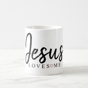 Jesus Loves Me with Red Heart   Coffee Mug