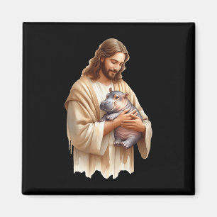 Jesus Loves Moo Deng Bouncy Pig Cute Ba Magnet