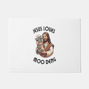 Jesus Loves Moo Deng T-Shirt_3 Doormat